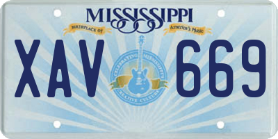 MS license plate XAV669