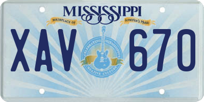 MS license plate XAV670