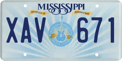 MS license plate XAV671