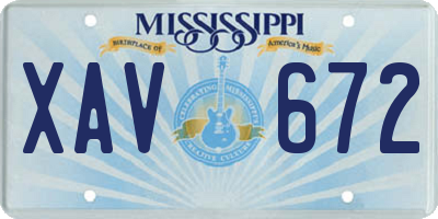 MS license plate XAV672