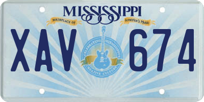 MS license plate XAV674