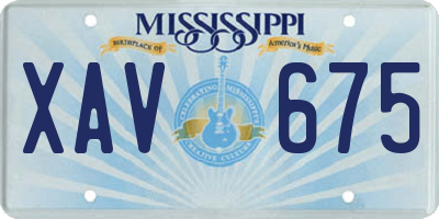 MS license plate XAV675