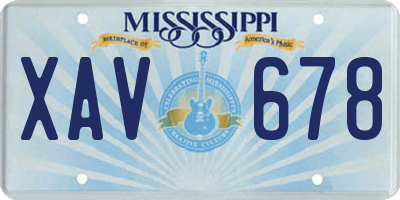 MS license plate XAV678