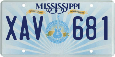 MS license plate XAV681