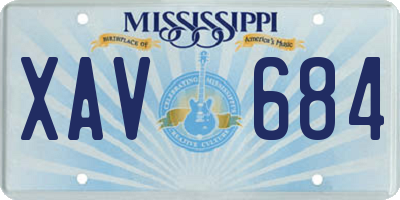 MS license plate XAV684
