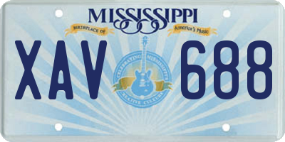 MS license plate XAV688