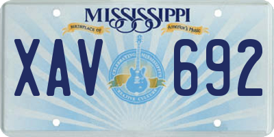 MS license plate XAV692