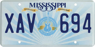 MS license plate XAV694