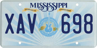 MS license plate XAV698