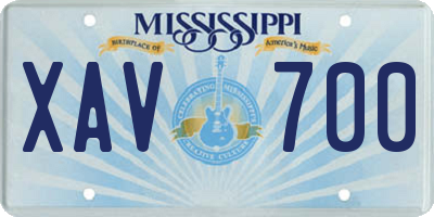 MS license plate XAV700