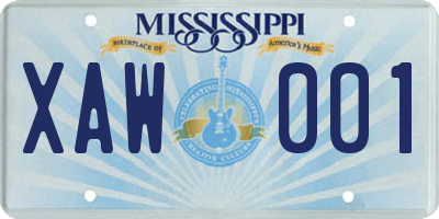 MS license plate XAW001