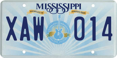 MS license plate XAW014