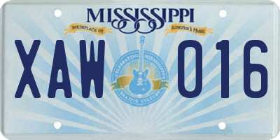 MS license plate XAW016