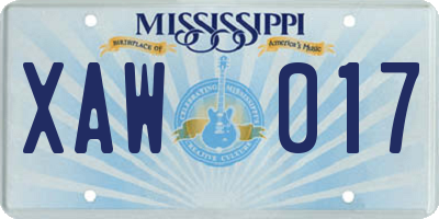 MS license plate XAW017