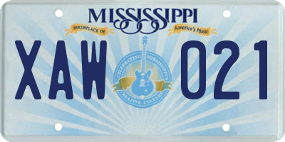 MS license plate XAW021