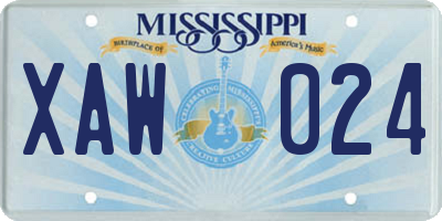 MS license plate XAW024