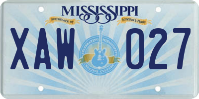 MS license plate XAW027