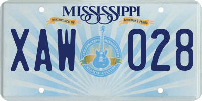 MS license plate XAW028