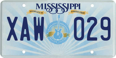 MS license plate XAW029