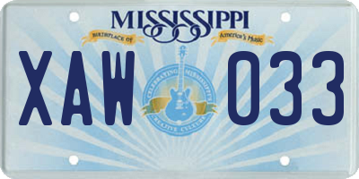 MS license plate XAW033