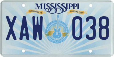 MS license plate XAW038