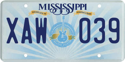MS license plate XAW039