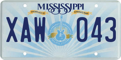 MS license plate XAW043