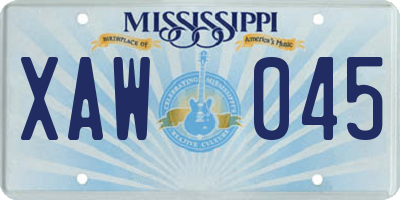 MS license plate XAW045