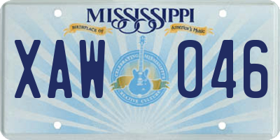 MS license plate XAW046