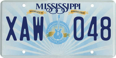 MS license plate XAW048