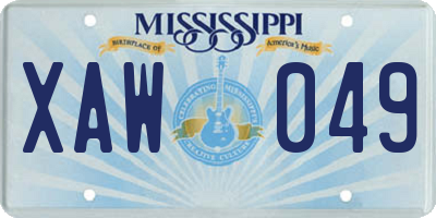 MS license plate XAW049