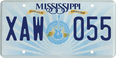 MS license plate XAW055