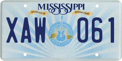 MS license plate XAW061