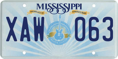 MS license plate XAW063