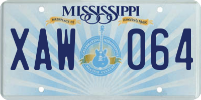 MS license plate XAW064