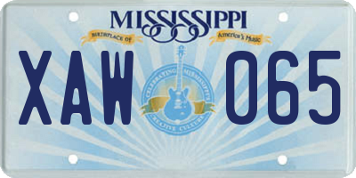 MS license plate XAW065