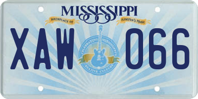 MS license plate XAW066