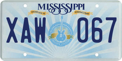 MS license plate XAW067