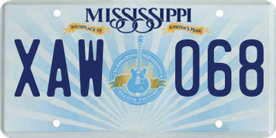 MS license plate XAW068
