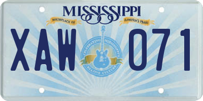 MS license plate XAW071