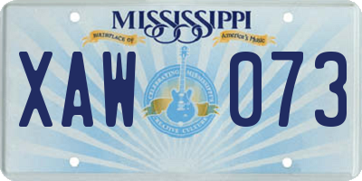 MS license plate XAW073