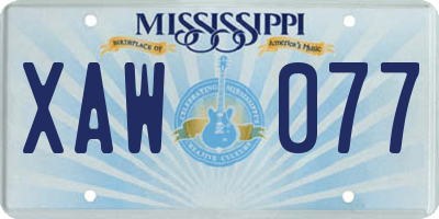 MS license plate XAW077