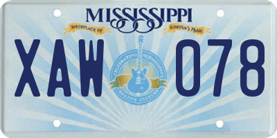 MS license plate XAW078