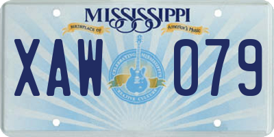 MS license plate XAW079