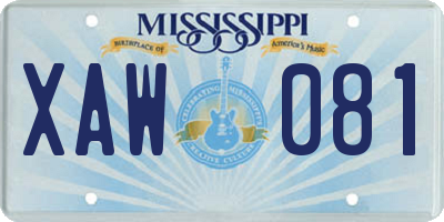 MS license plate XAW081