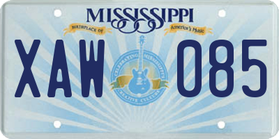 MS license plate XAW085