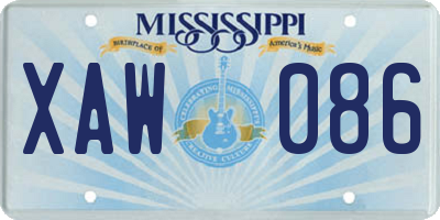 MS license plate XAW086