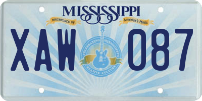 MS license plate XAW087