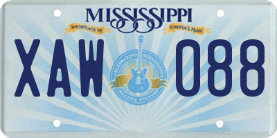 MS license plate XAW088