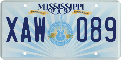 MS license plate XAW089